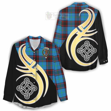 Wedderburn Tartan Women's Casual Shirt with Family Crest and Celtic Symbol Style