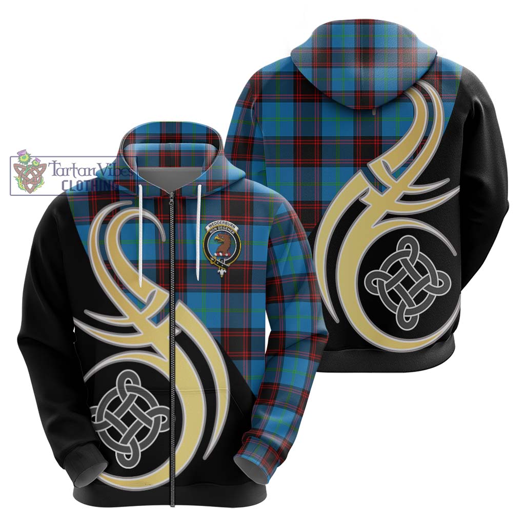 Wedderburn Tartan Hoodie with Family Crest and Celtic Symbol Style - Tartan Vibes Clothing