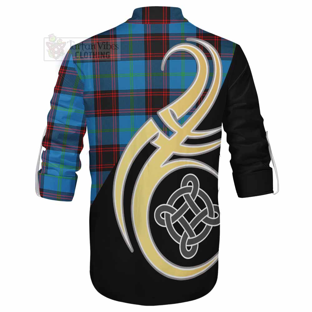 Tartan Vibes Clothing Wedderburn Tartan Ghillie Kilt Shirt with Family Crest and Celtic Symbol Style