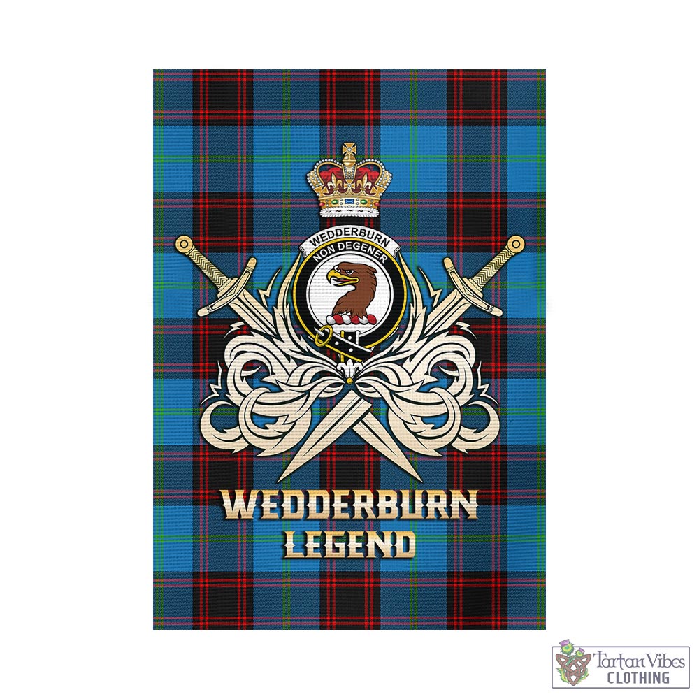 Tartan Vibes Clothing Wedderburn Tartan Flag with Clan Crest and the Golden Sword of Courageous Legacy