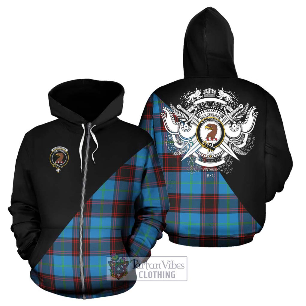 Wedderburn Tartan Hoodie with Family Crest and Military Logo Style - Tartanvibesclothing Shop