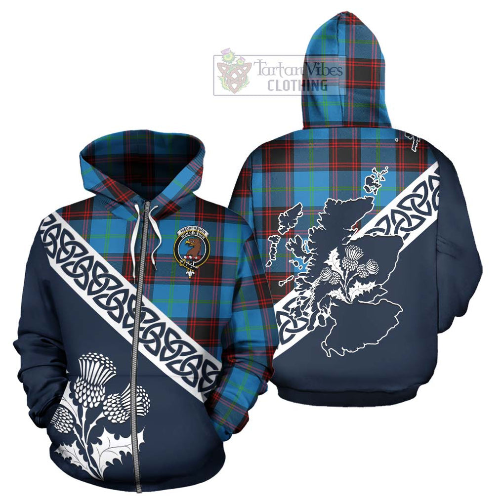 Tartan Vibes Clothing Wedderburn Tartan Hoodie Featuring Thistle and Scotland Map