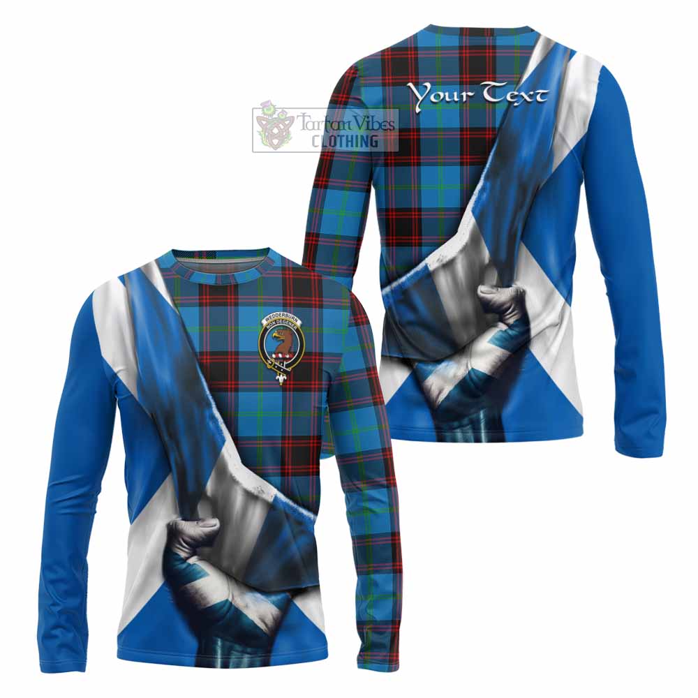 Tartan Vibes Clothing Wedderburn Tartan Long Sleeve T-Shirt with Family Crest Scotland Patriotic Style