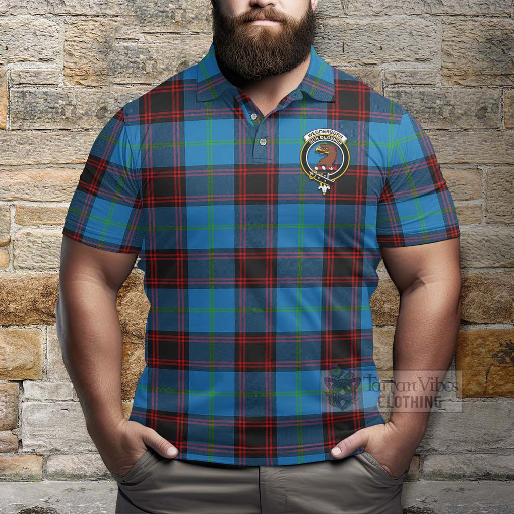 Tartan Vibes Clothing Wedderburn Tartan Polo Shirt with Family Crest and Bearded Skull Holding Bottles of Whiskey