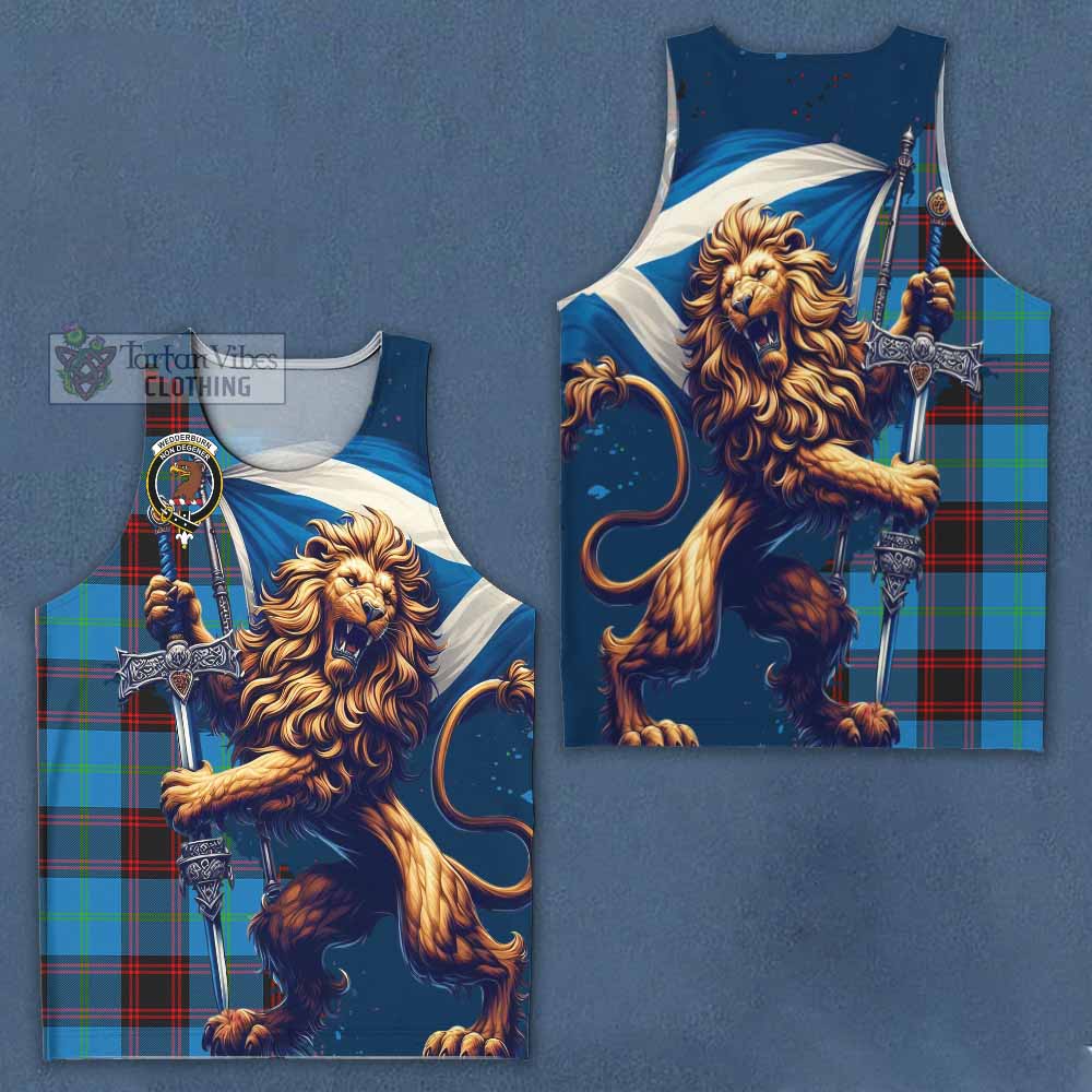 Tartan Vibes Clothing Wedderburn Tartan Family Crest Men's Tank Top with Scottish Majestic Lion