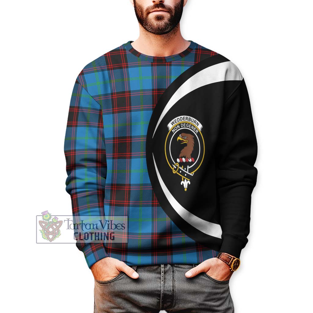 Wedderburn Tartan Sweatshirt with Family Crest Circle Style - Tartan Vibes Clothing