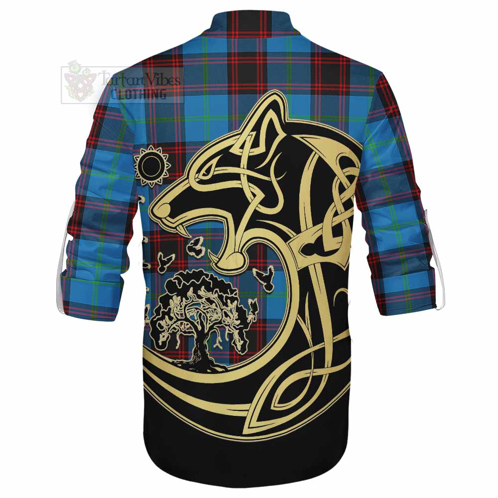 Tartan Vibes Clothing Wedderburn Tartan Ghillie Kilt Shirt with Family Crest Celtic Wolf Style