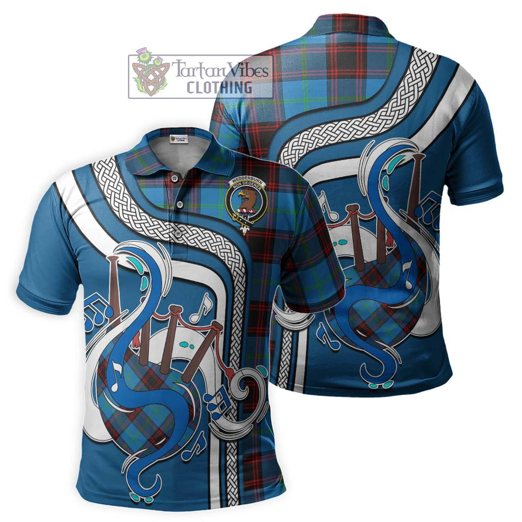 Tartan Vibes Clothing Wedderburn Tartan Polo Shirt with Epic Bagpipe Style