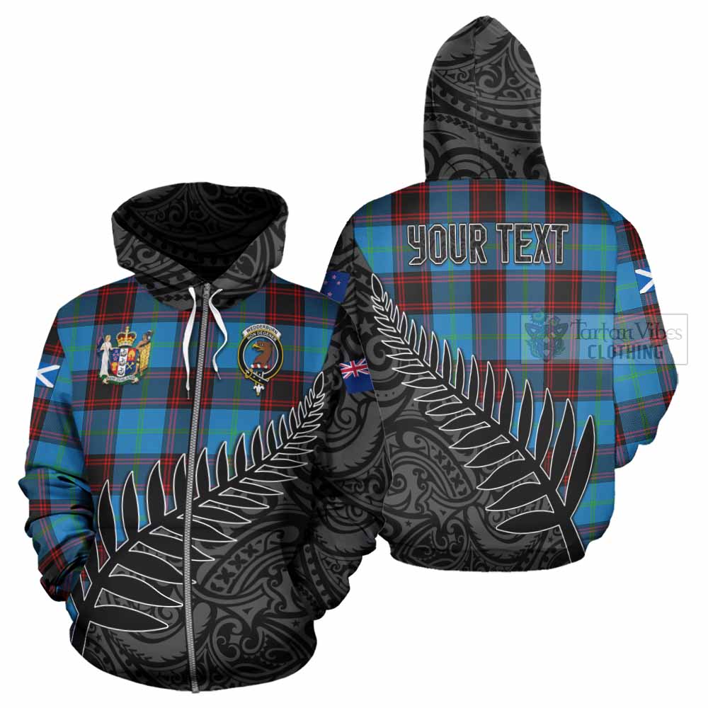 Tartan Vibes Clothing Wedderburn Crest Tartan Hoodie with New Zealand Silver Fern Half Style