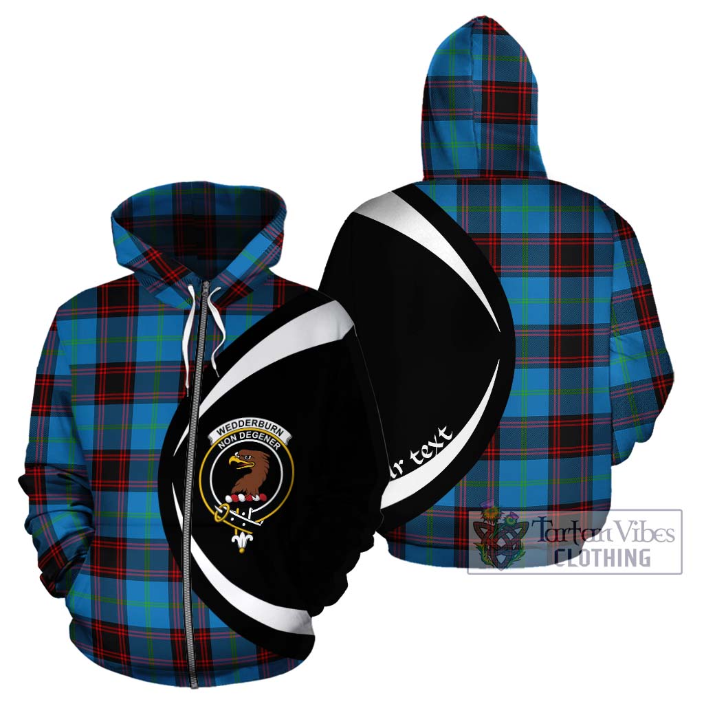 Wedderburn Tartan Hoodie with Family Crest Circle Style - Tartan Vibes Clothing