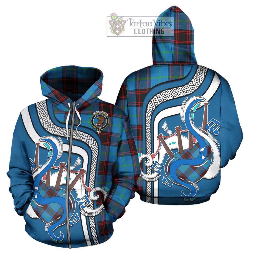 Wedderburn Tartan Hoodie with Epic Bagpipe Style - Tartanvibesclothing Shop