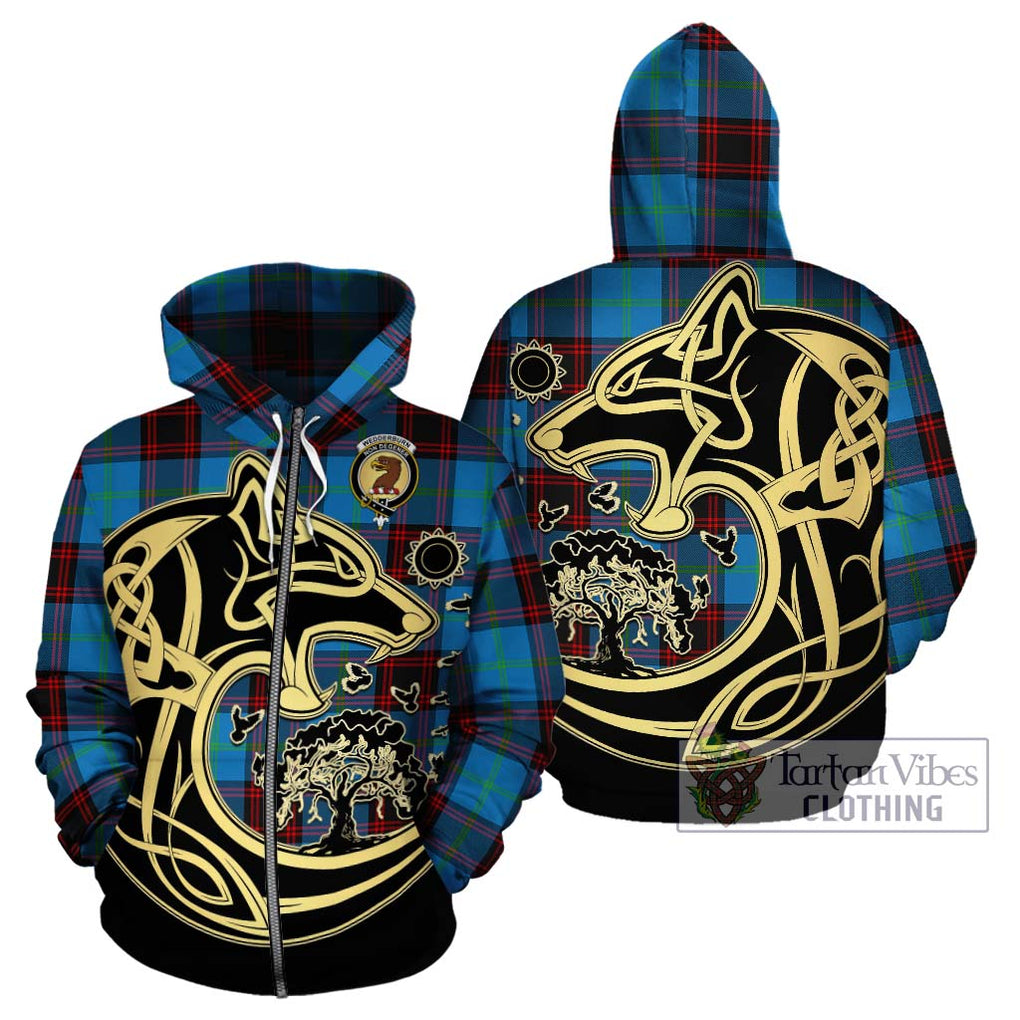 Wedderburn Tartan Hoodie with Family Crest Celtic Wolf Style - Tartan Vibes Clothing