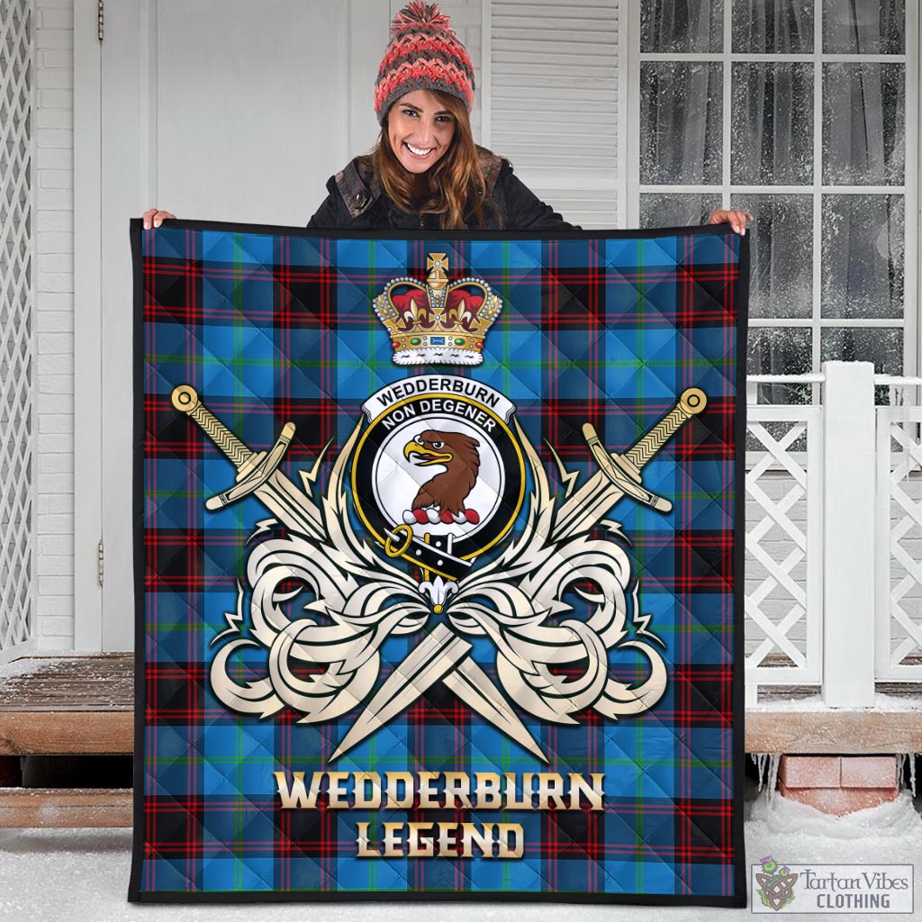 Tartan Vibes Clothing Wedderburn Tartan Quilt with Clan Crest and the Golden Sword of Courageous Legacy