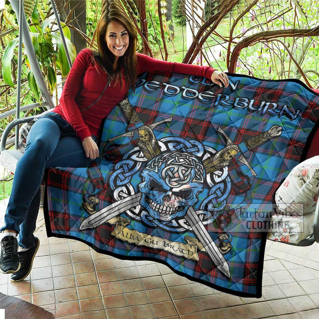 Tartan Vibes Clothing Wedderburn Tartan Quilt with Celtic Skull Alba Gu Brath Style