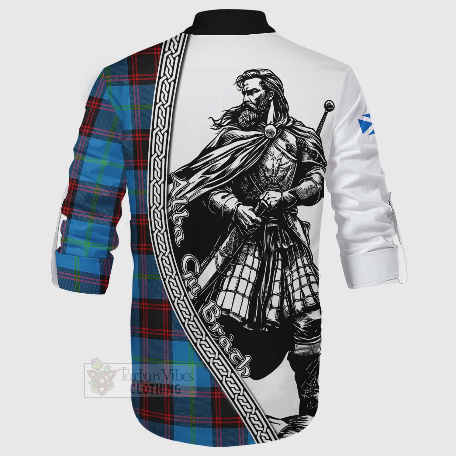 Tartan Vibes Clothing Wedderburn Tartan Clan Crest Ghillie Kilt Shirt with Highlander Warrior Celtic Style