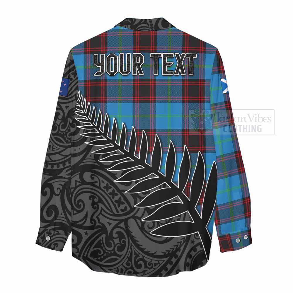 Tartan Vibes Clothing Wedderburn Crest Tartan Women's Casual Shirt with New Zealand Silver Fern Half Style