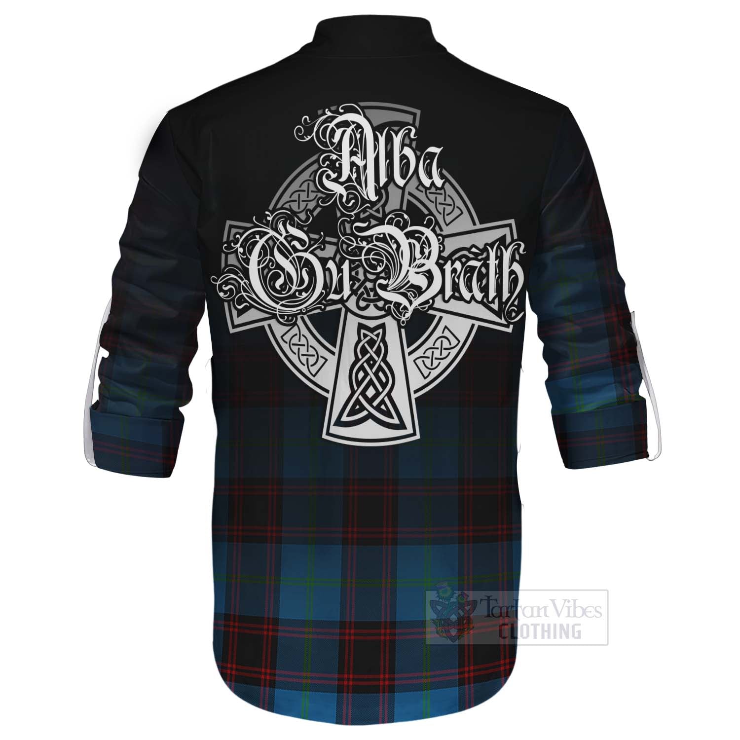 Tartan Vibes Clothing Wedderburn Tartan Ghillie Kilt Shirt Featuring Alba Gu Brath Family Crest Celtic Inspired