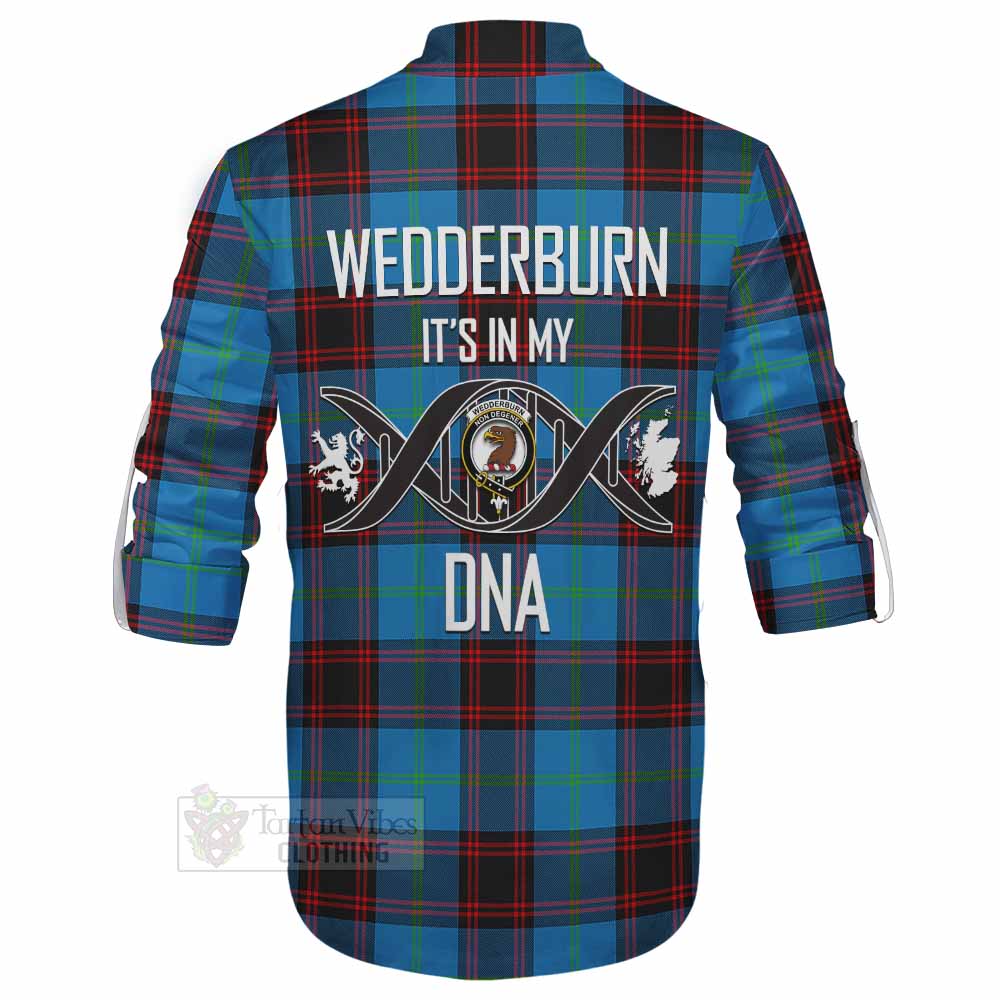 Tartan Vibes Clothing Wedderburn Tartan Ghillie Kilt Shirt with Family Crest DNA In Me Style