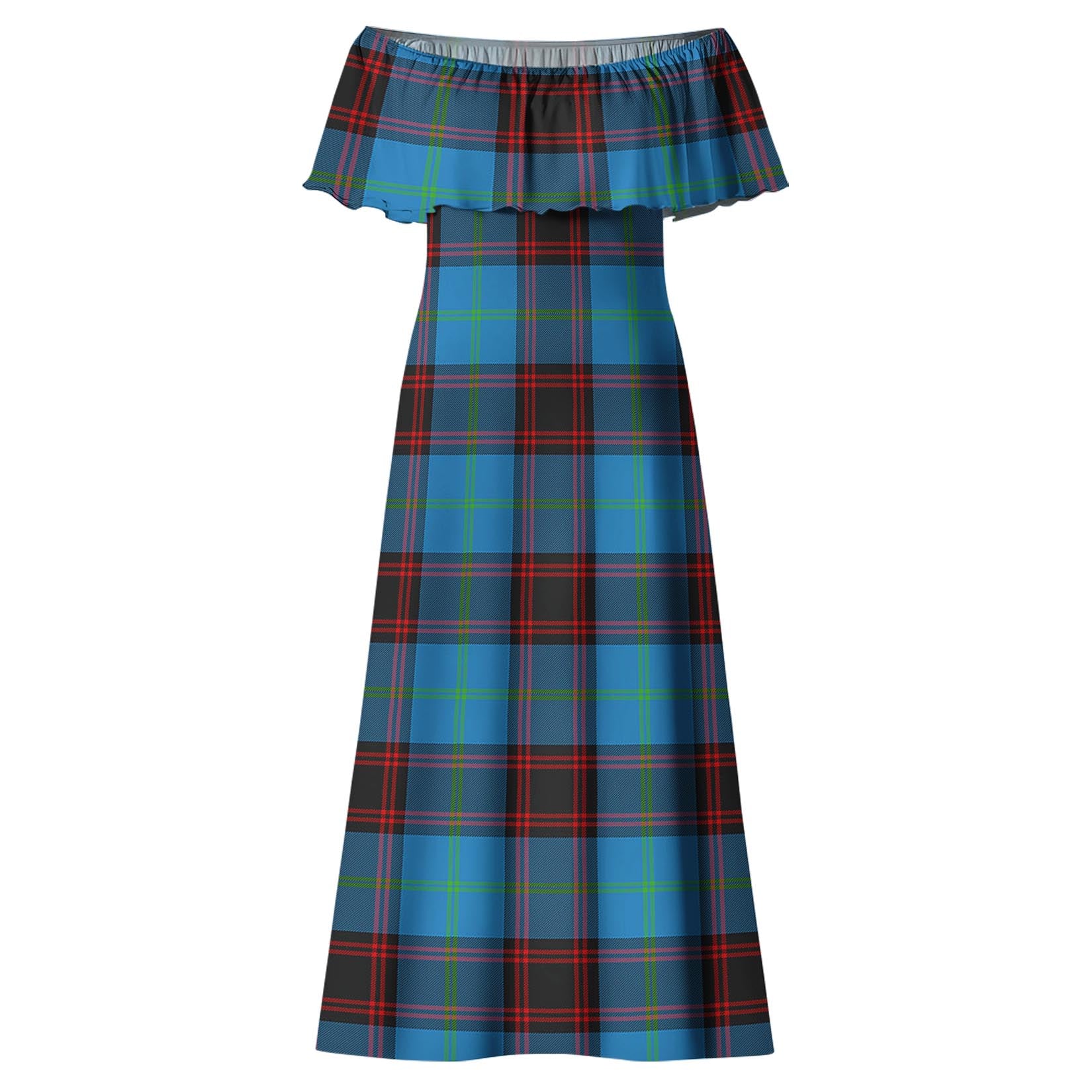 Wedderburn Tartan Off Shoulder Long Dress - Tartanvibesclothing