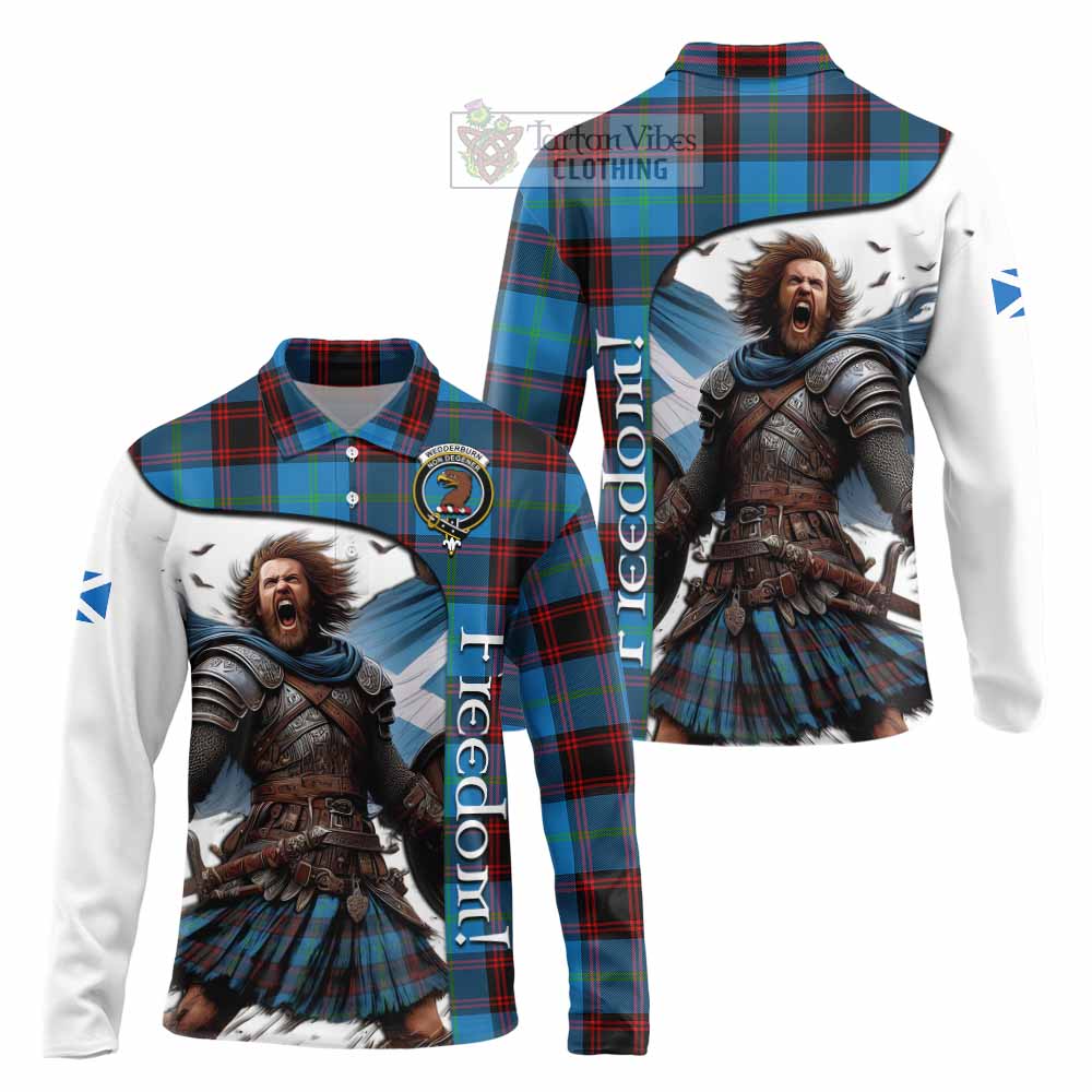 Tartan Vibes Clothing Wedderburn Crest Tartan Long Sleeve Polo Shirt Inspired by the Freedom of Scottish Warrior