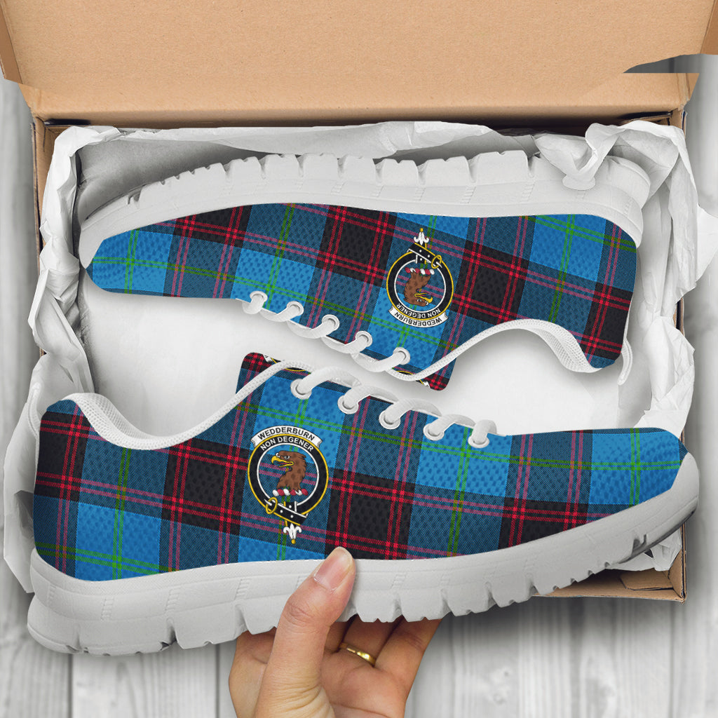 Wedderburn Tartan Sneakers with Family Crest - Tartan Vibes Clothing