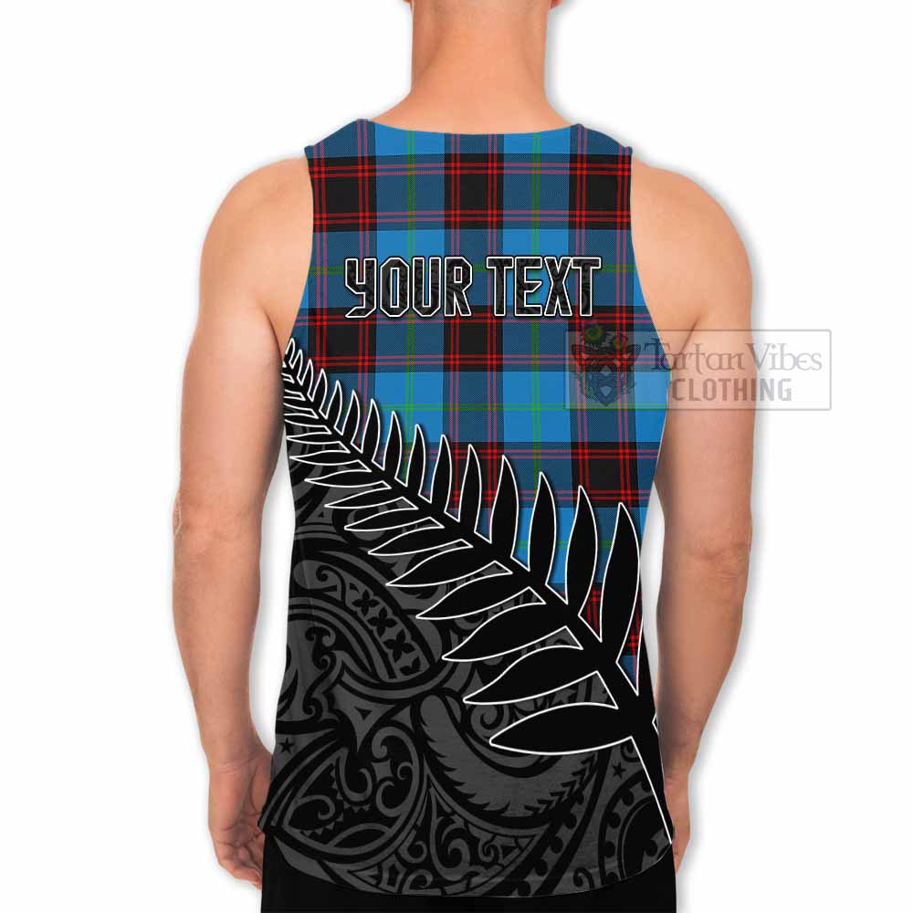 Tartan Vibes Clothing Wedderburn Crest Tartan Men's Tank Top with New Zealand Silver Fern Half Style