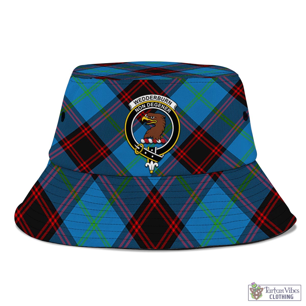 Tartan Vibes Clothing Wedderburn Tartan Bucket Hat with Family Crest