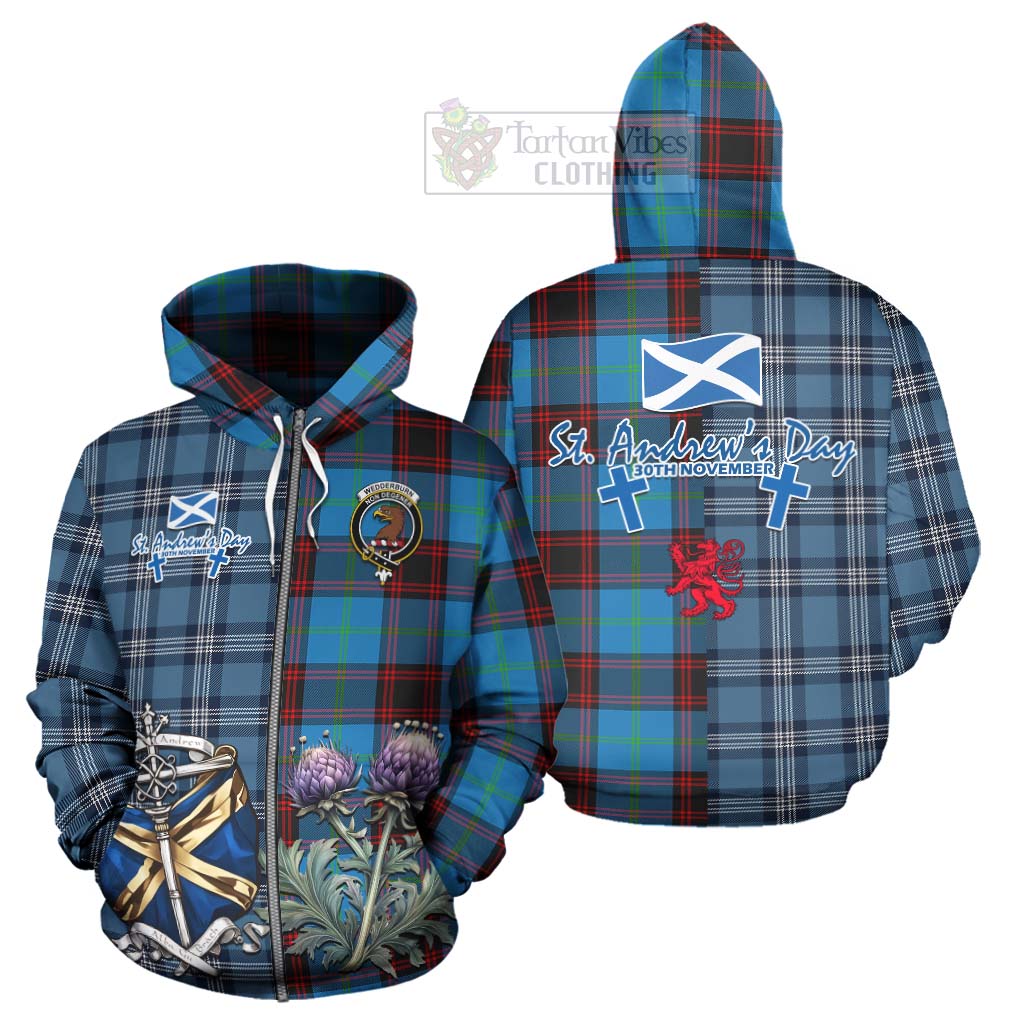 Tartan Vibes Clothing Wedderburn Tartan Hoodie Happy St. Andrew's Day Half Tartan Style