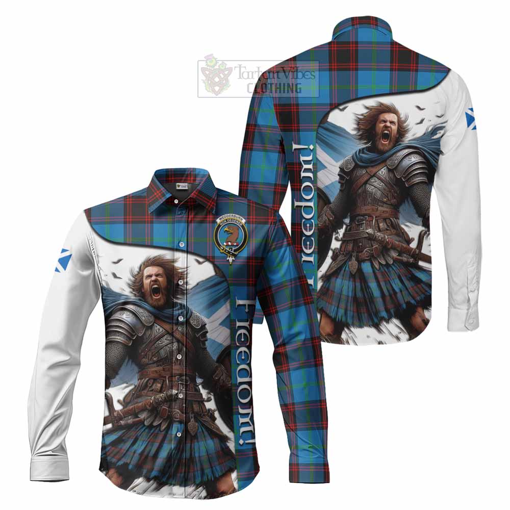 Tartan Vibes Clothing Wedderburn Crest Tartan Long Sleeve Button Shirt Inspired by the Freedom of Scottish Warrior