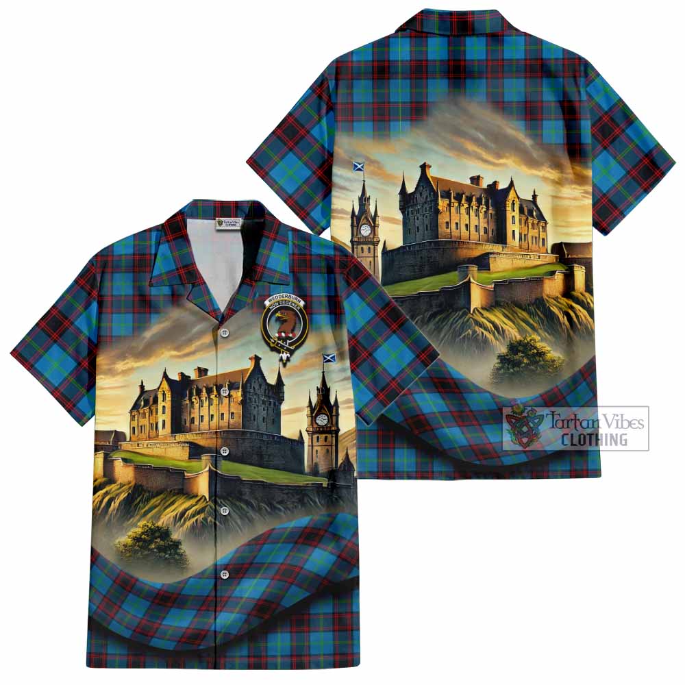Wedderburn Tartan Family Crest Hawaiian Shirt with Scottish Ancient Castle Style - Tartan Vibes Clothing
