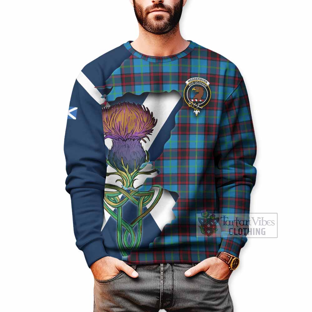 Wedderburn Tartan Family Crest Sweatshirt Scottish Thistle Celtic Inspired - Tartan Vibes Clothing