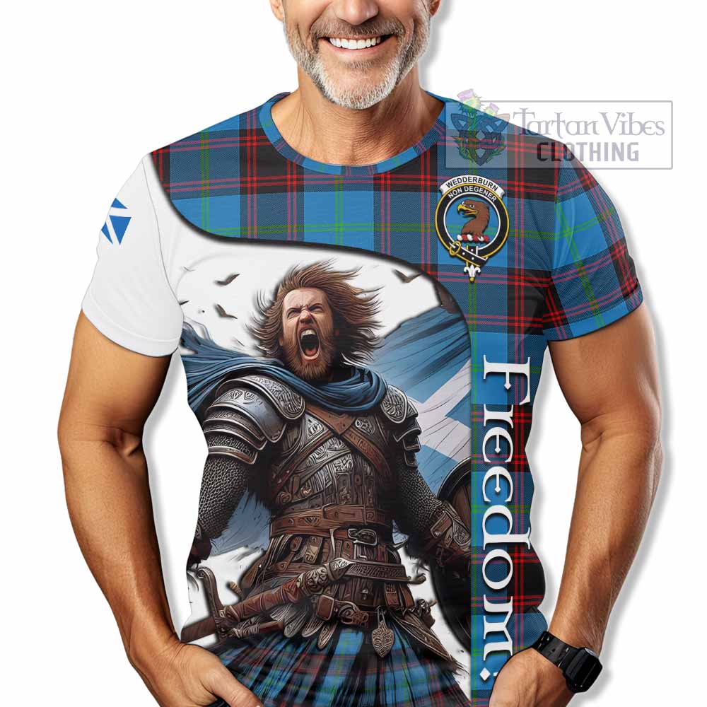 Wedderburn Crest Tartan T-Shirt Inspired by the Freedom of Scottish Warrior