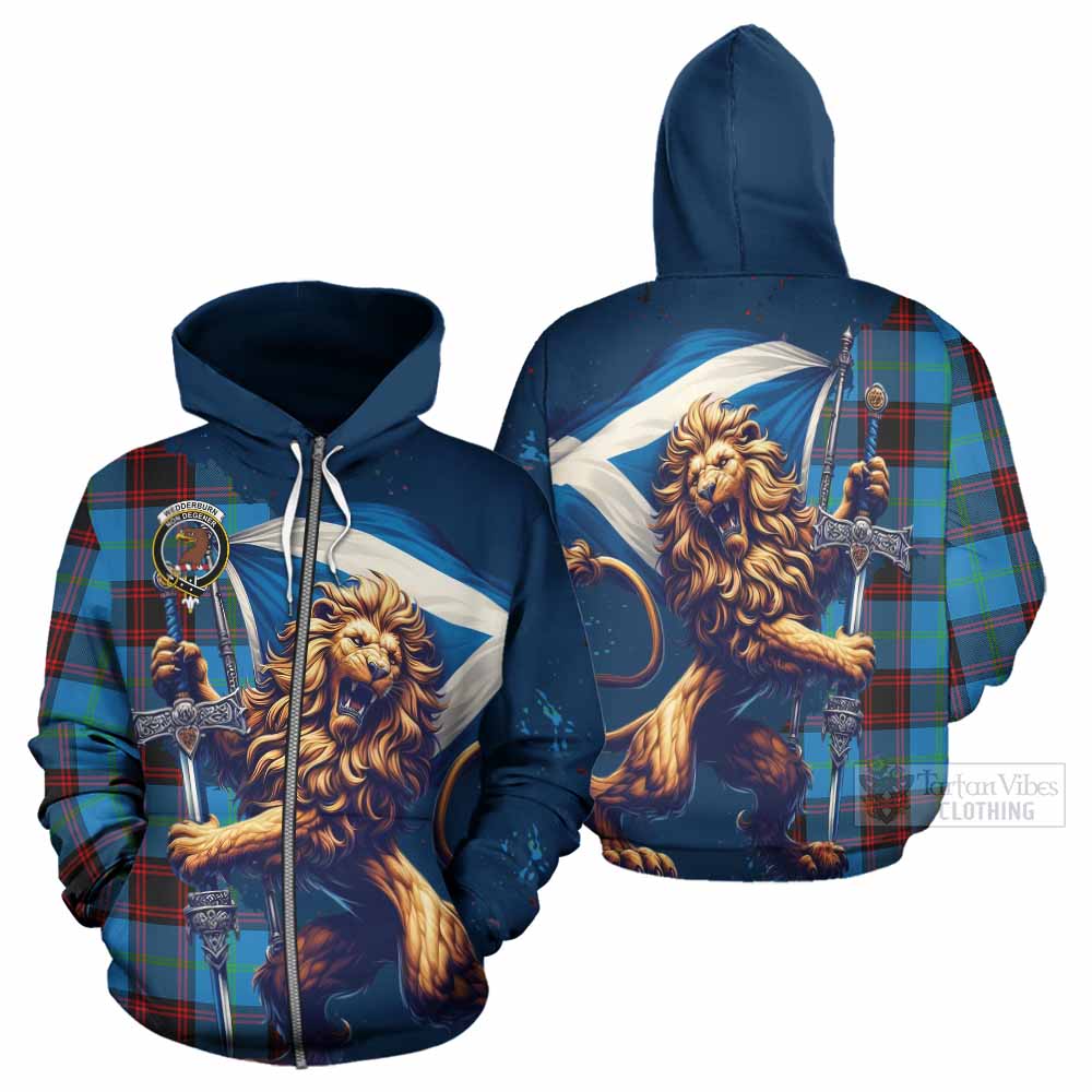 Tartan Vibes Clothing Wedderburn Tartan Family Crest Hoodie with Scottish Majestic Lion