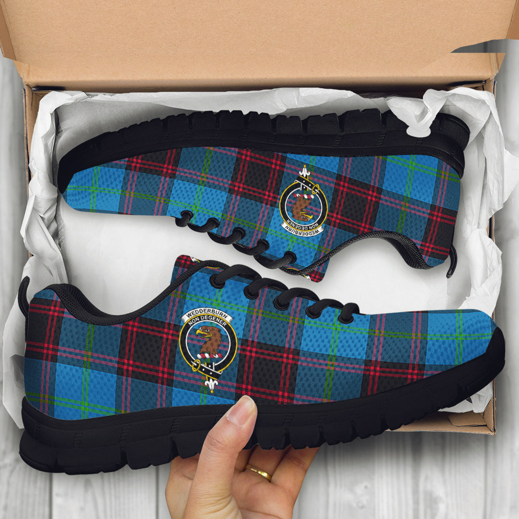 Wedderburn Tartan Sneakers with Family Crest - Tartan Vibes Clothing