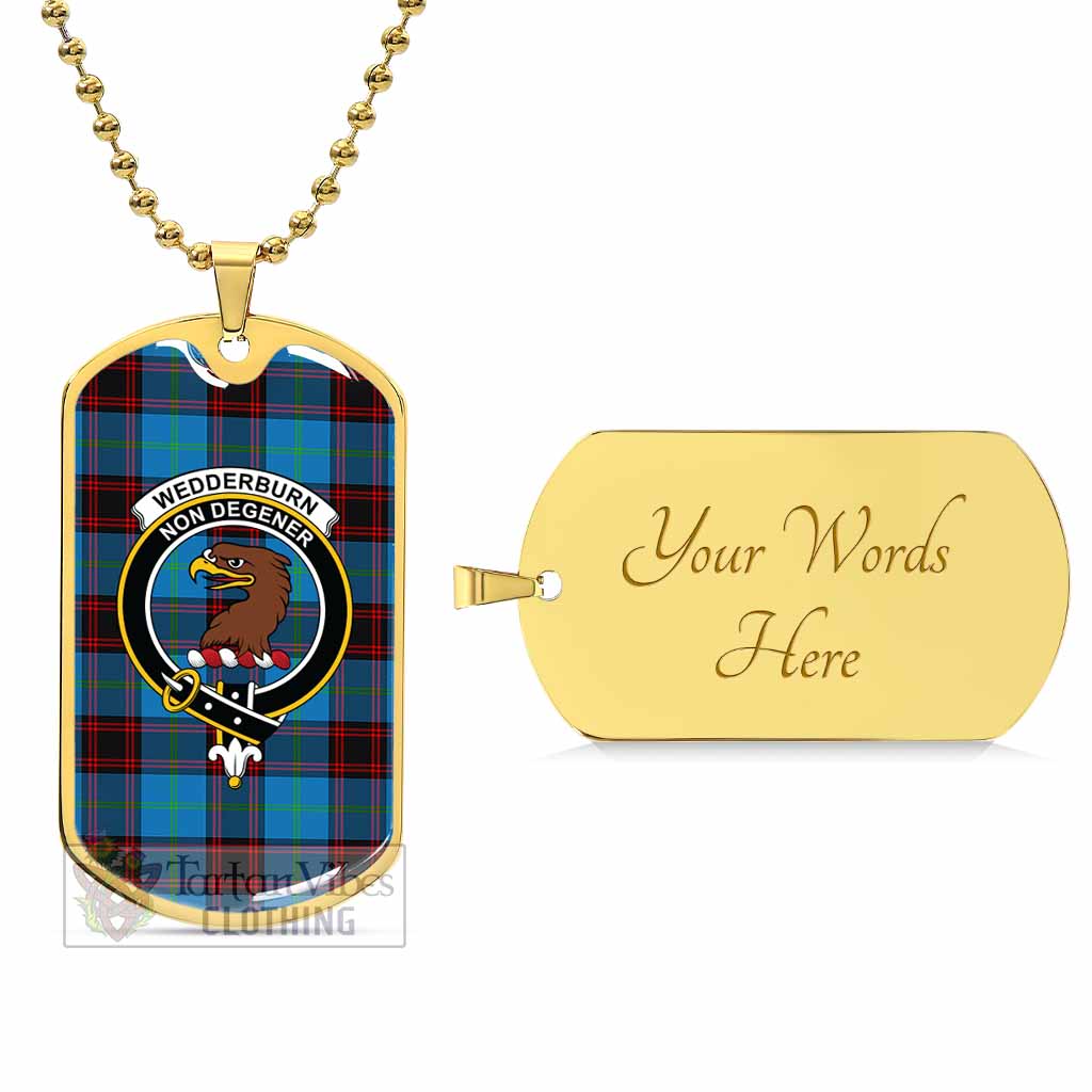 Wedderburn Tartan Dog Tag Necklace with Family Crest Gold Yes - Tartan Vibes Clothing