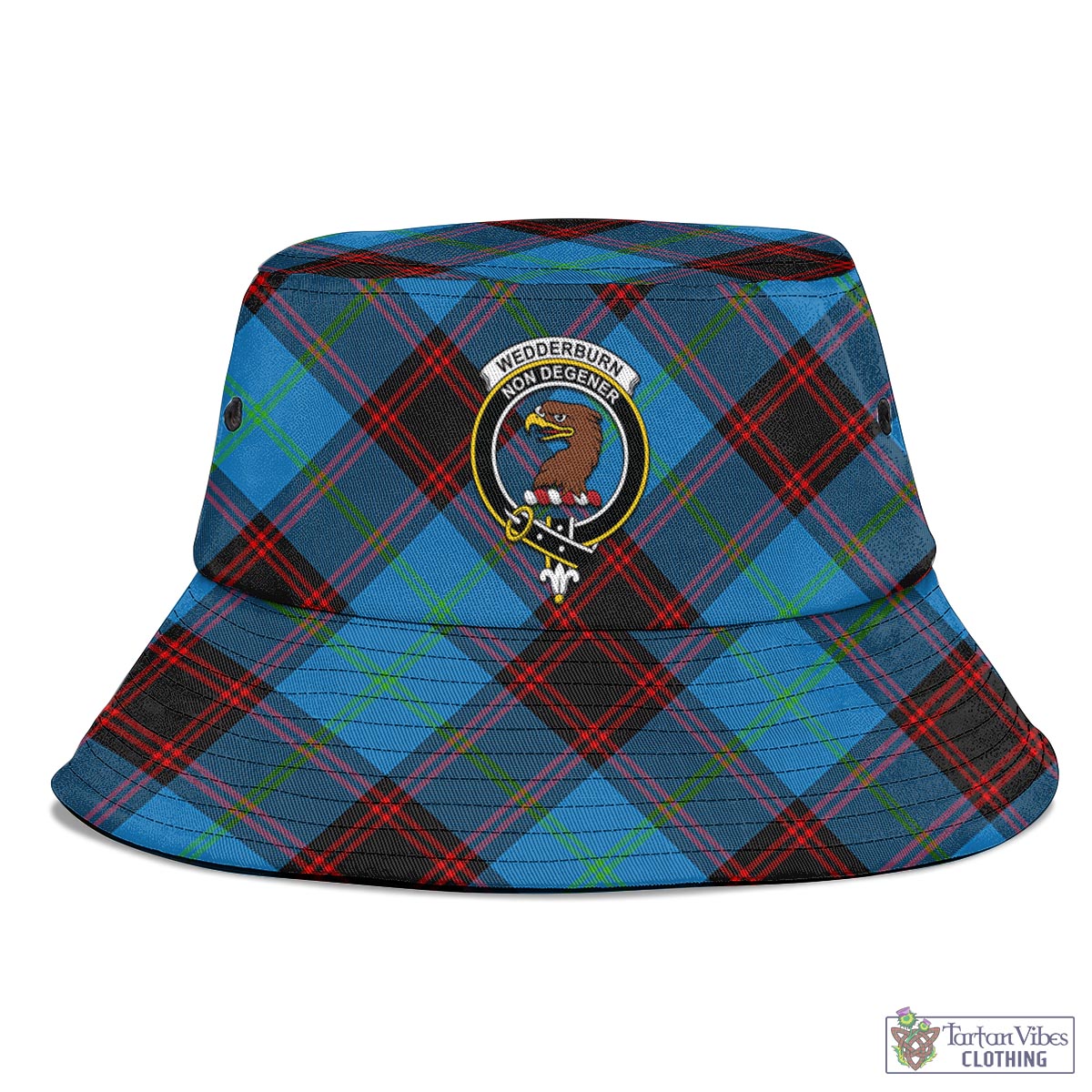 Tartan Vibes Clothing Wedderburn Tartan Bucket Hat with Family Crest