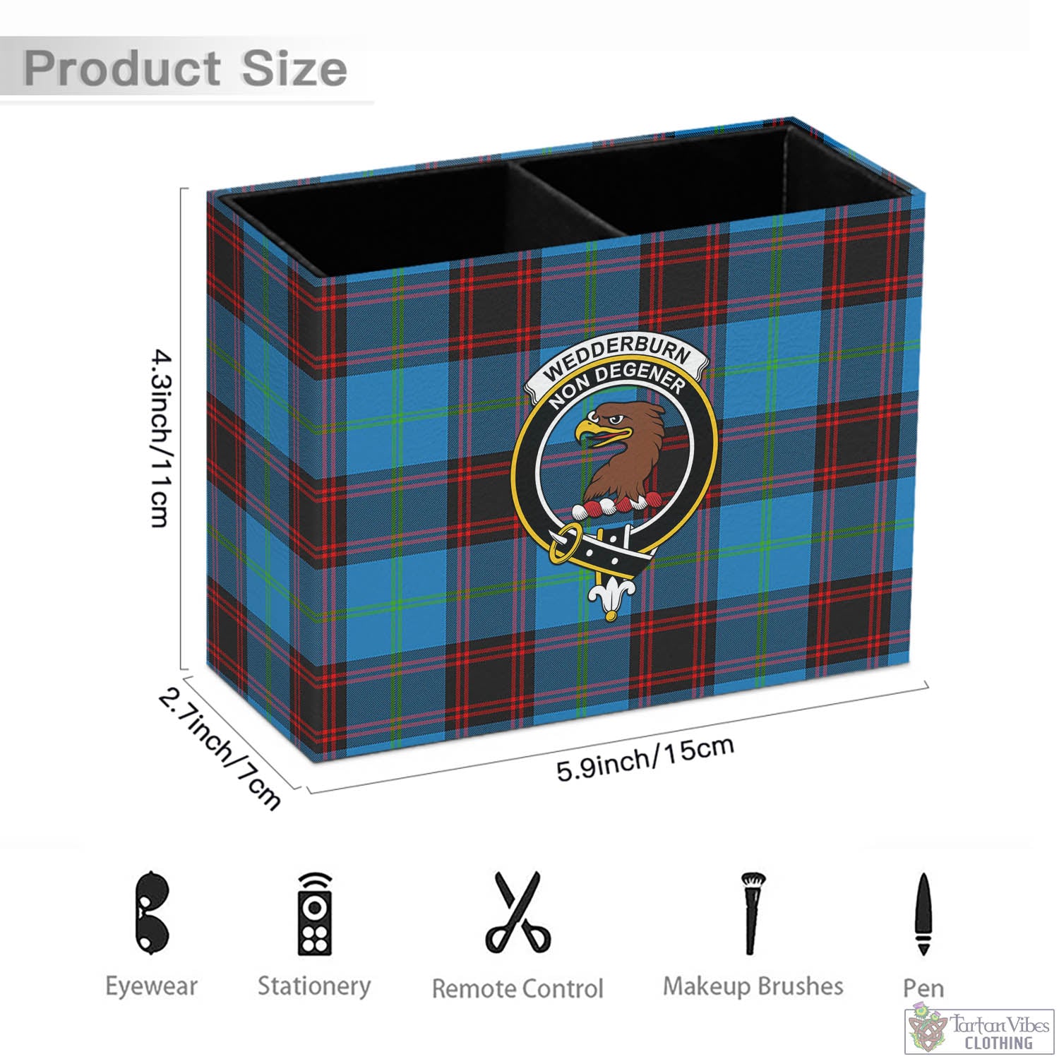 Tartan Vibes Clothing Wedderburn Tartan Pen Holder with Family Crest