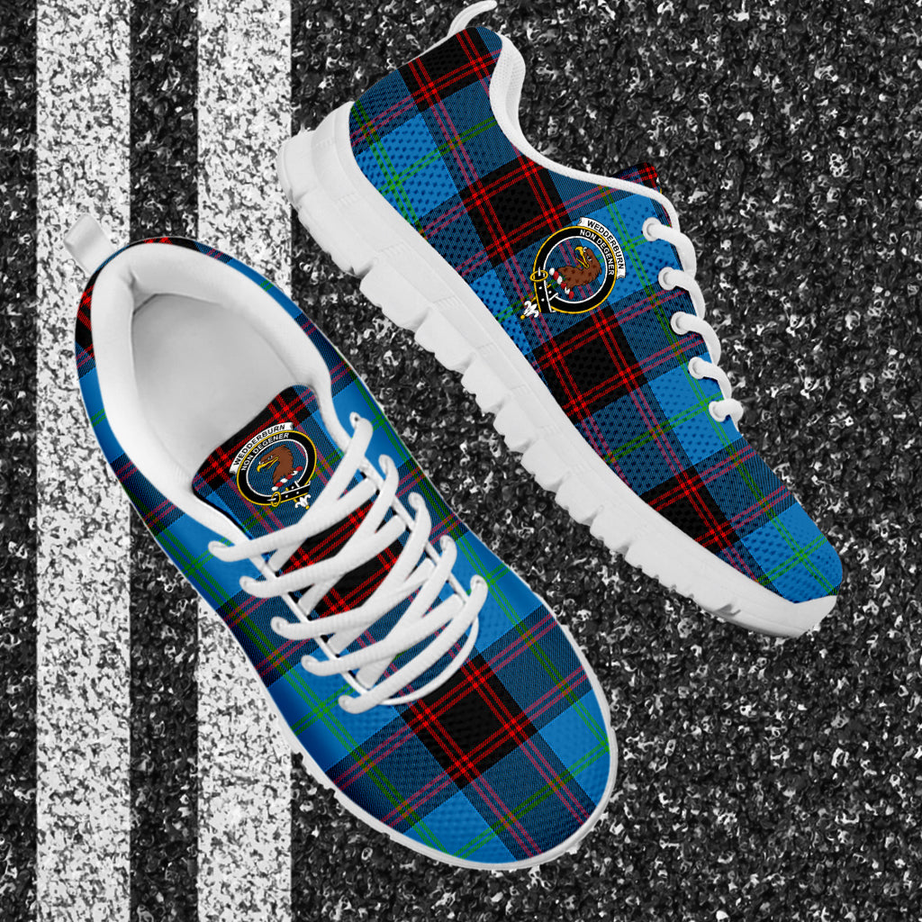 Wedderburn Tartan Sneakers with Family Crest - Tartan Vibes Clothing