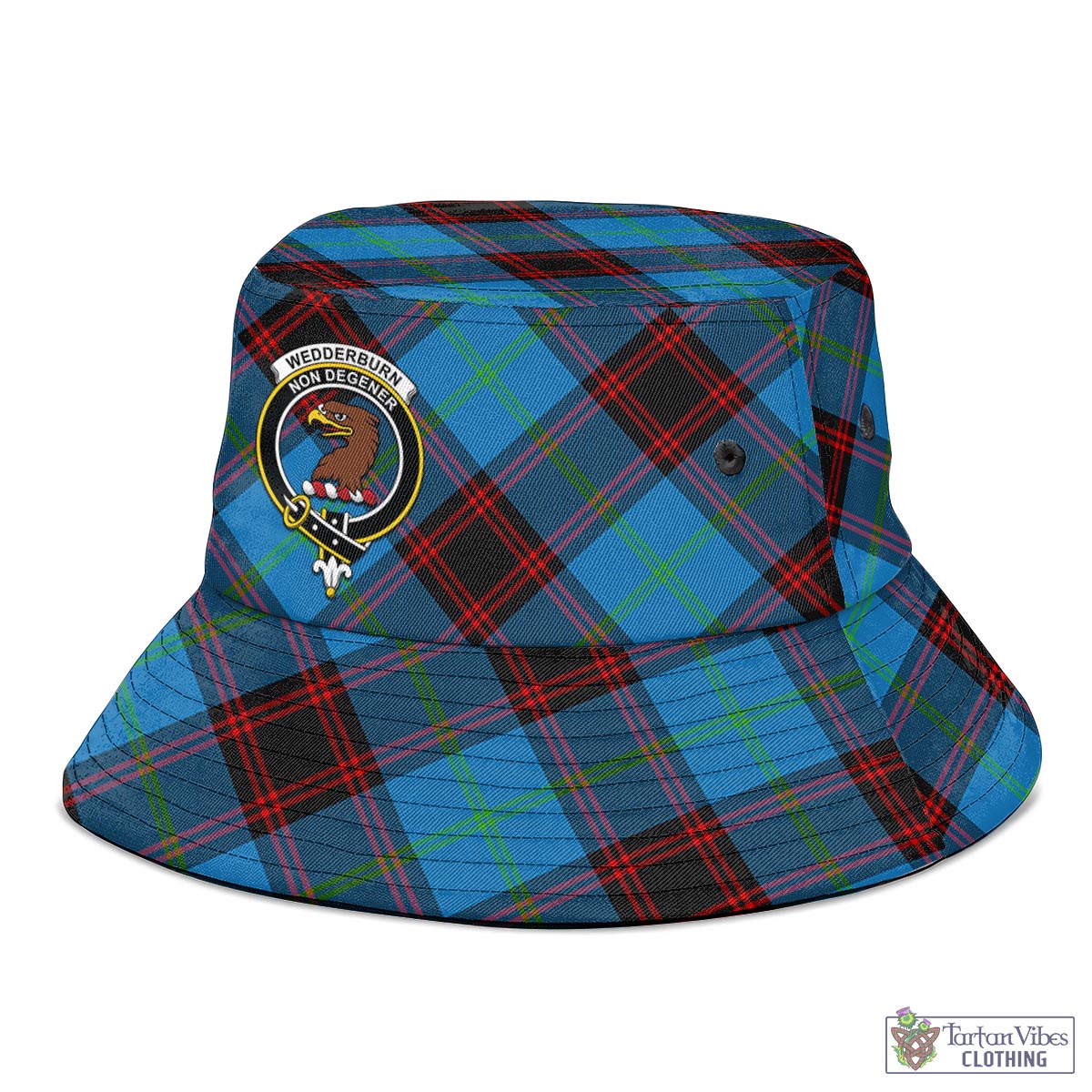 Tartan Vibes Clothing Wedderburn Tartan Bucket Hat with Family Crest