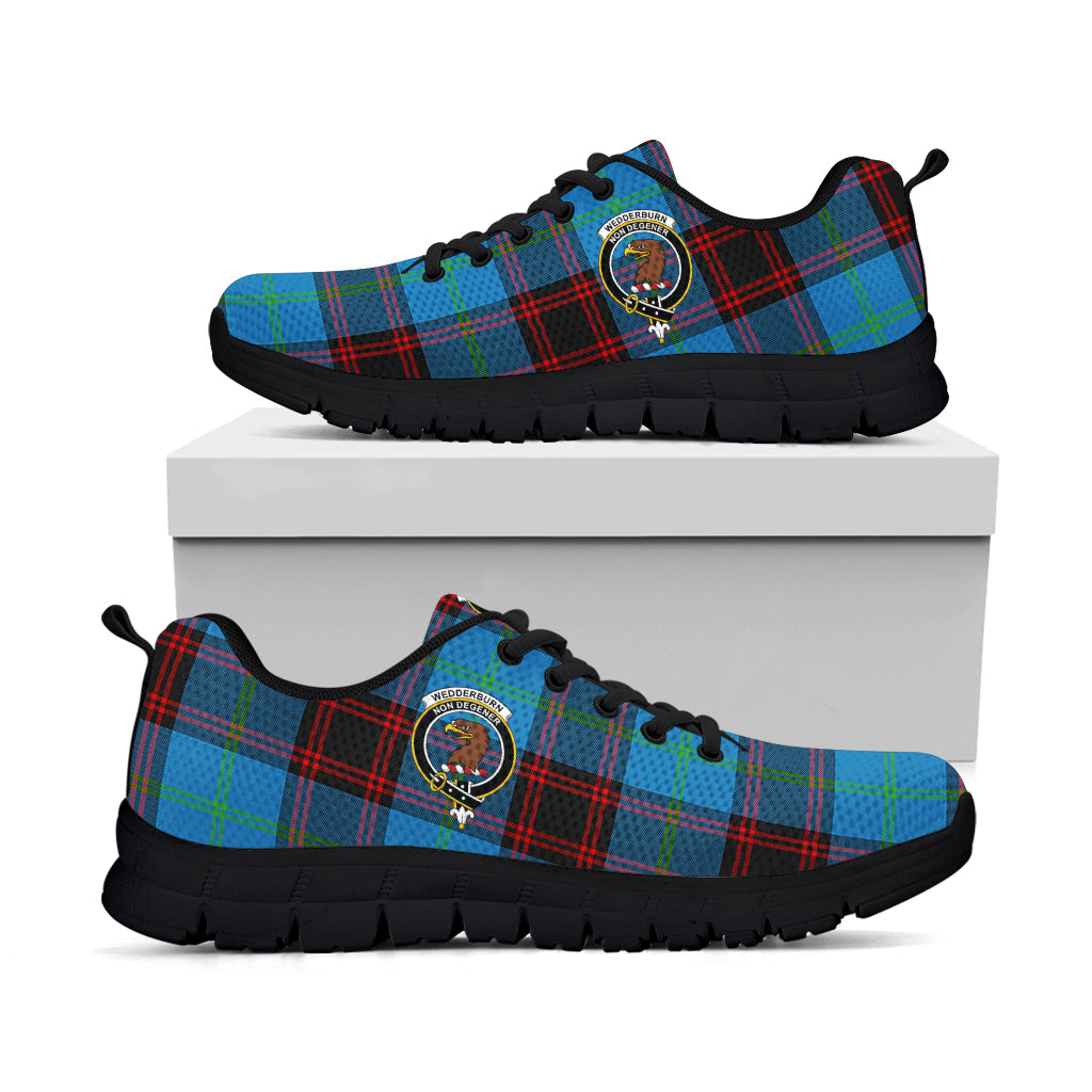 Wedderburn Tartan Sneakers with Family Crest - Tartan Vibes Clothing