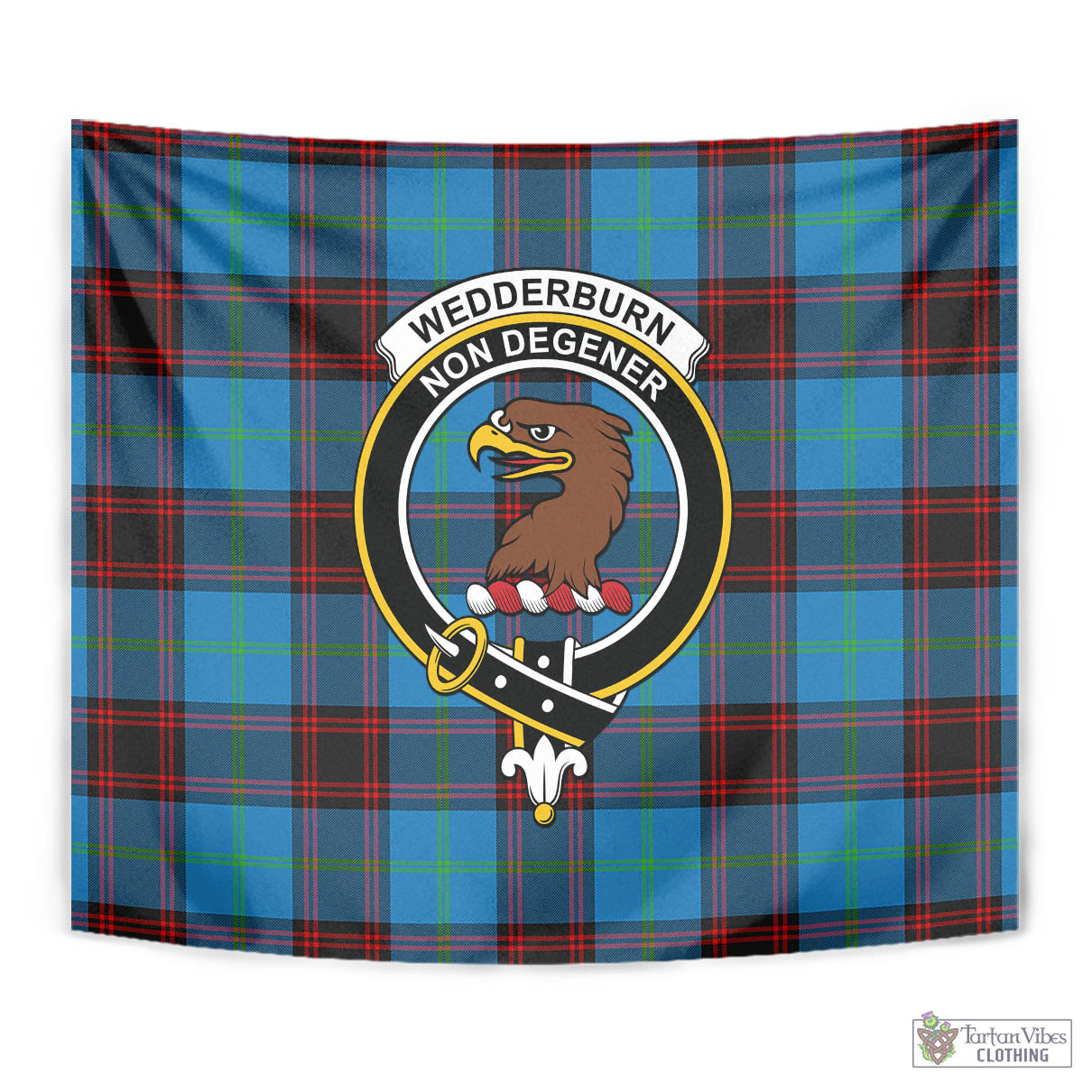 Tartan Vibes Clothing Wedderburn Tartan Tapestry Wall Hanging and Home Decor for Room with Family Crest