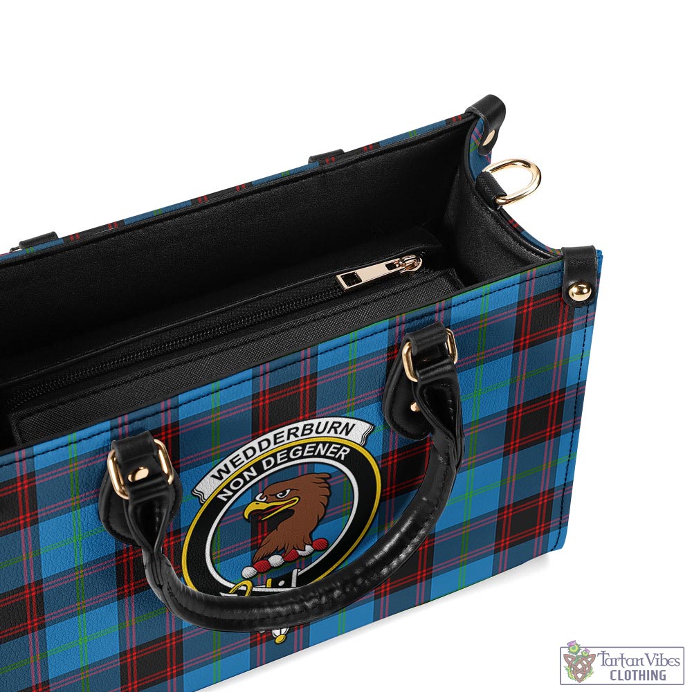 Tartan Vibes Clothing Wedderburn Tartan Luxury Leather Handbags with Family Crest