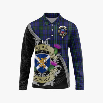 Weir Tartan Family Crest Long Sleeve Polo Shirt Lion Rampant Royal Thistle Shield Celtic Inspired