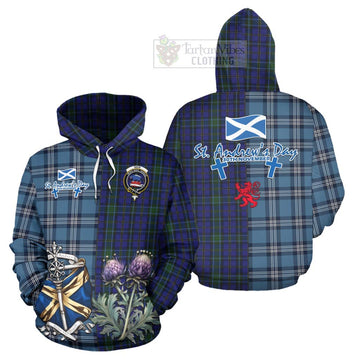 Weir Tartan Hoodie Happy St. Andrew's Day Half Tartan Style