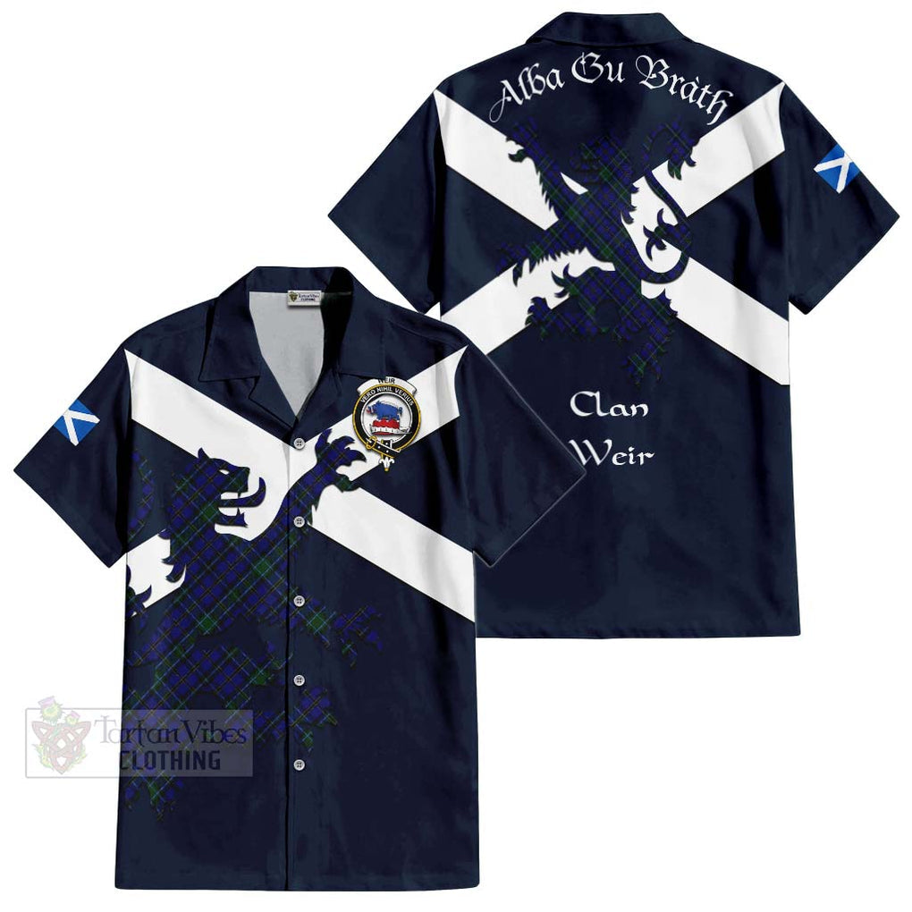 Tartan Vibes Clothing Weir Tartan Lion Rampant Short Sleeve Button Shirt – Proudly Display Your Heritage with Alba Gu Brath and Clan Name