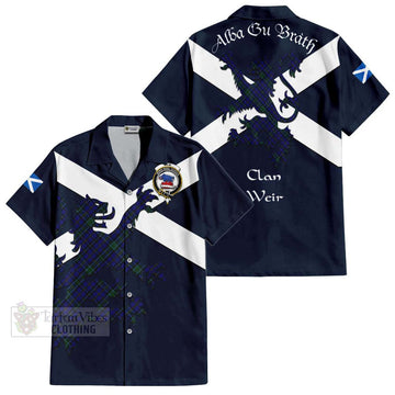 Weir Tartan Lion Rampant Short Sleeve Button Shirt  Proudly Display Your Heritage with Alba Gu Brath and Clan Name