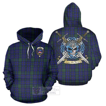 Weir Tartan Hoodie with Family Crest Celtic Skull Style