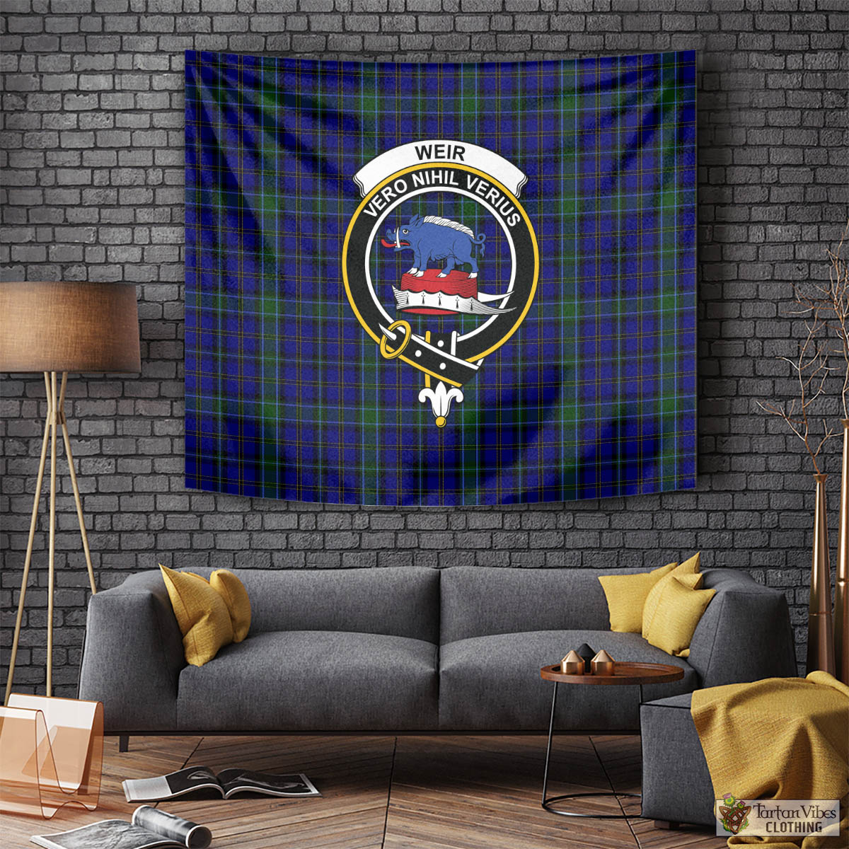 Tartan Vibes Clothing Weir Tartan Tapestry Wall Hanging and Home Decor for Room with Family Crest