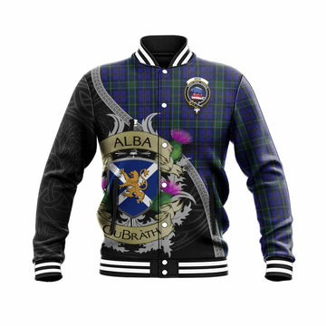 Weir Tartan Family Crest Baseball Jacket Lion Rampant Royal Thistle Shield Celtic Inspired