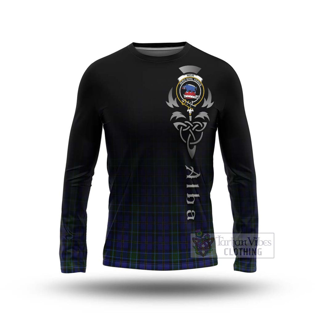 Tartan Vibes Clothing Weir Tartan Long Sleeve T-Shirt Featuring Alba Gu Brath Family Crest Celtic Inspired